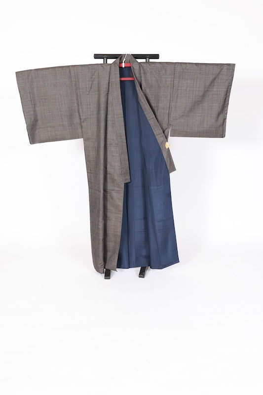 Japanese Men's kimono,haori ,nagajyuban,3piece set used  L-size  silk 100% /B1292
