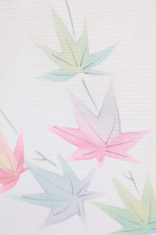 Summer Komon used (small patterned kimono fabric), Ro (high-quality silk), Beige, Blue, Gray, Green, Red, Maple leaf pattern, L184