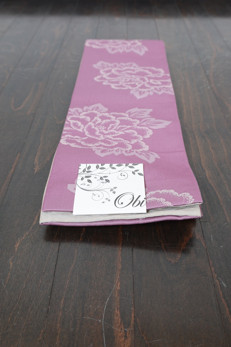 hanhaba-obi sash belt Grape-colored Gray new reversible /P8