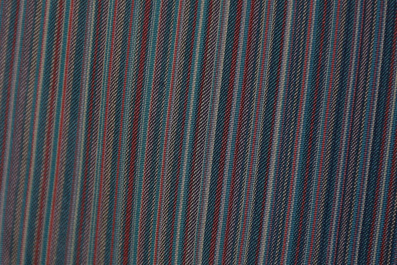 Summer kimono used, sheer fabric, shades of indigo, purple, gray, reddish-brown, irregular stripes, L183