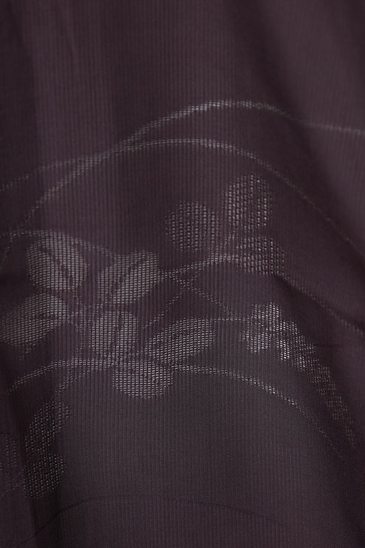 Summer kimono used, patterned gauze, purple-brown, bush clover and dewdrop grass pattern, L177