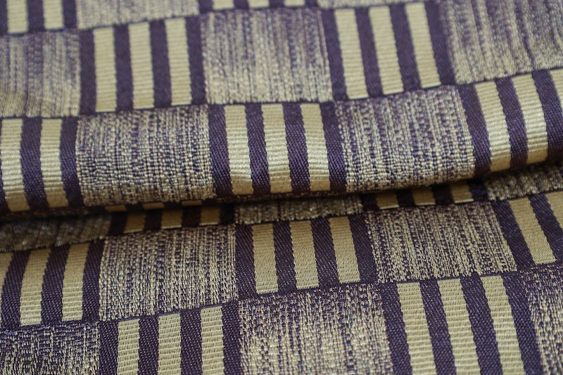 Brand-new Han-haba Obi (half-width sash): Brown and mustard yellow with a checkered pattern; P2