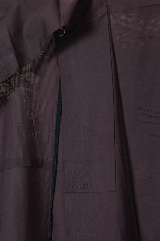 Summer kimono used, patterned gauze, purple-brown, bush clover and dewdrop grass pattern, L177