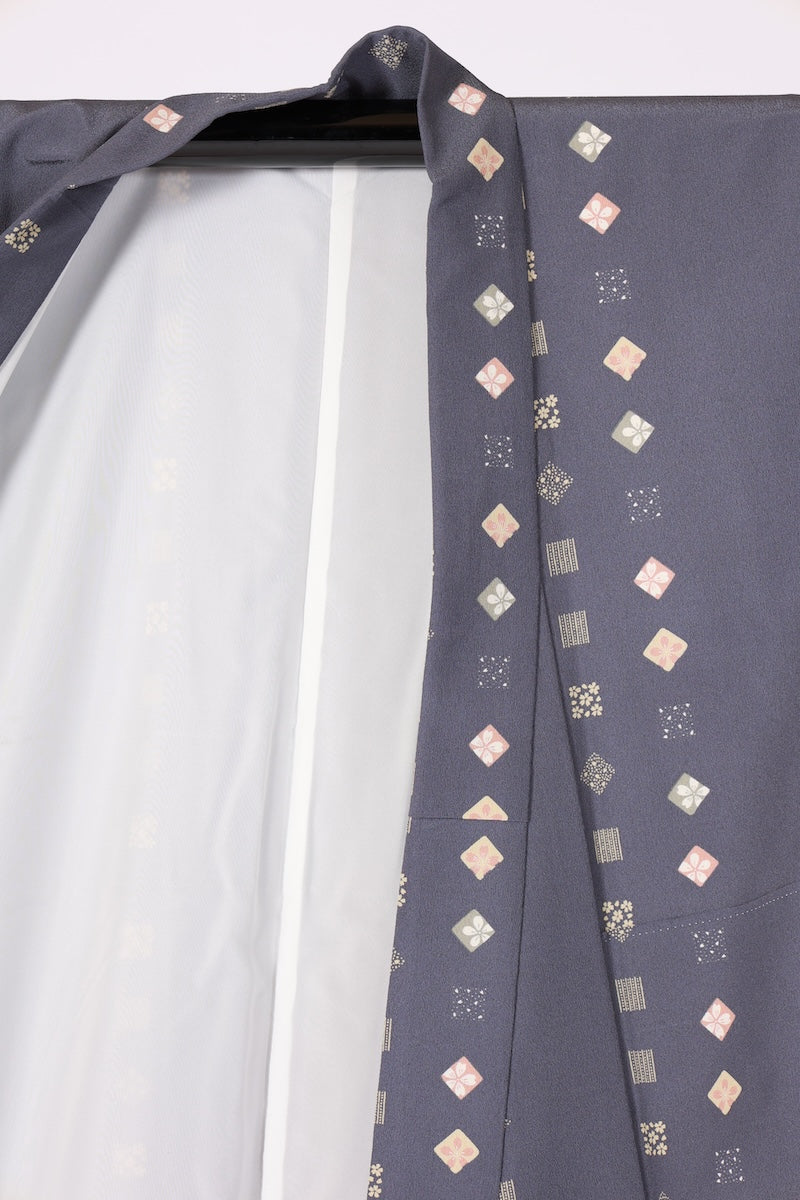 Japanese kimono used <komon> M-size  polyester /B622