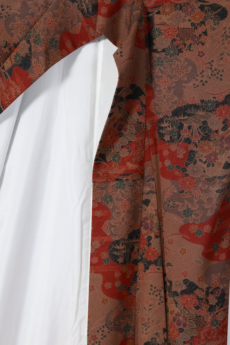Japanese kimono used <Komon> L-size  polyester /B618