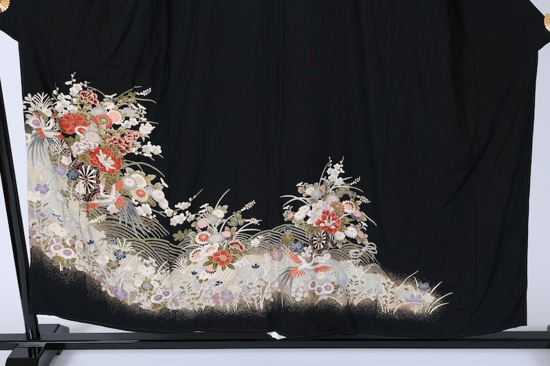 Japanese kimono used <Kurotomesode> Msize  silk 100% /B620
