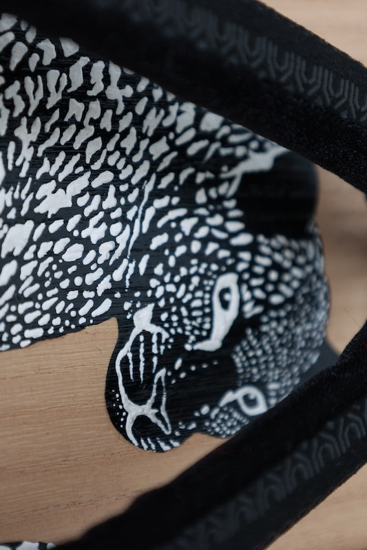 New Geta (Japanese clogs) by Shujiro Takeda, Leopard print, Black and White, Paulownia wood, SSS1