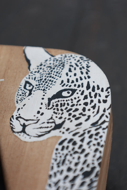 New Geta (Japanese clogs) by Shujiro Takeda, Leopard print, Black and White, Paulownia wood, SSS1