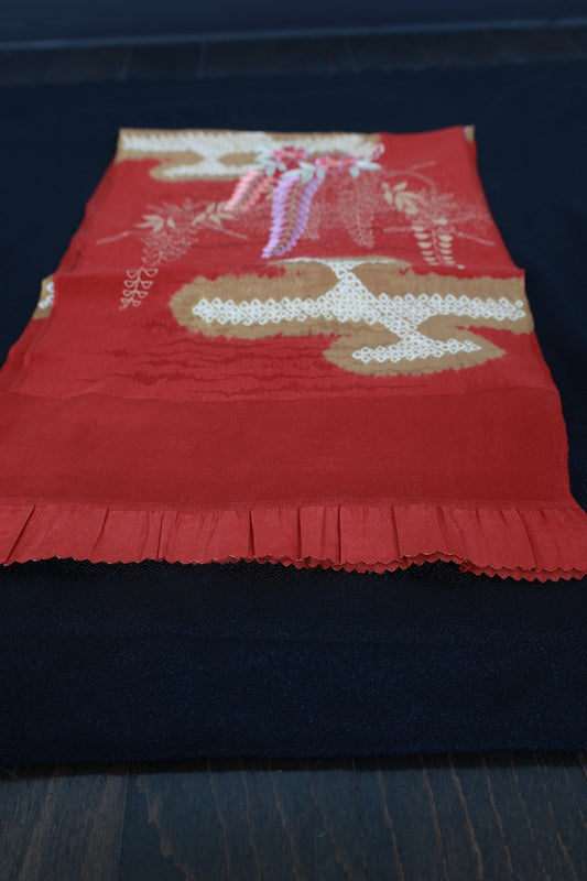 Obi-age (obi decration) red gold Hand embroidery pre-owned/P25
