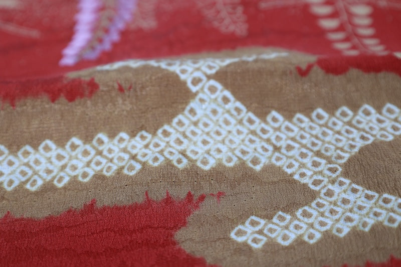 Obi-age (obi decration) red gold Hand embroidery pre-owned/P25