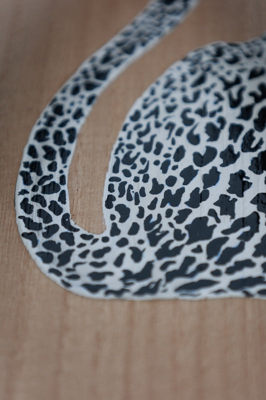 New Geta (Japanese clogs) by Shujiro Takeda, Leopard print, Black and White, Paulownia wood, SSS1