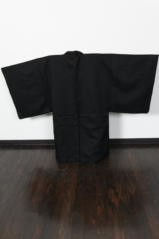 Men's Haori used silk 100%(traditional Japanese jacket), Black, L158