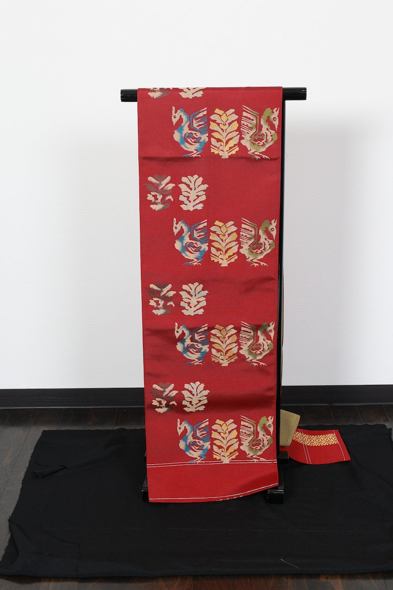Nagoya-obi sash belt red pre-owned /P35
