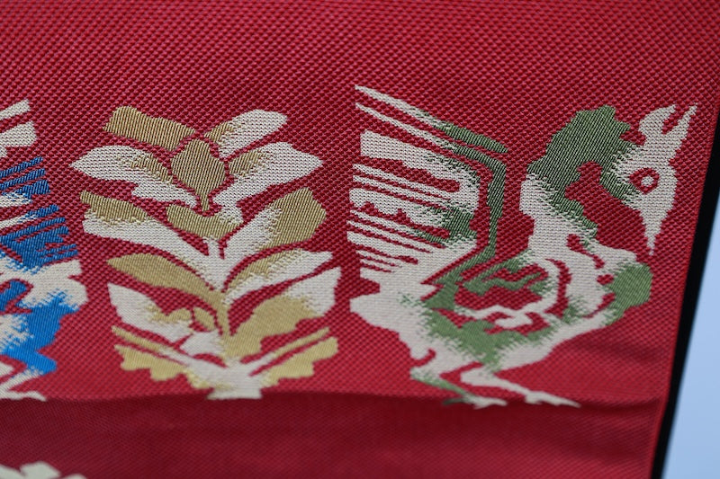 Nagoya-obi sash belt red pre-owned /P35