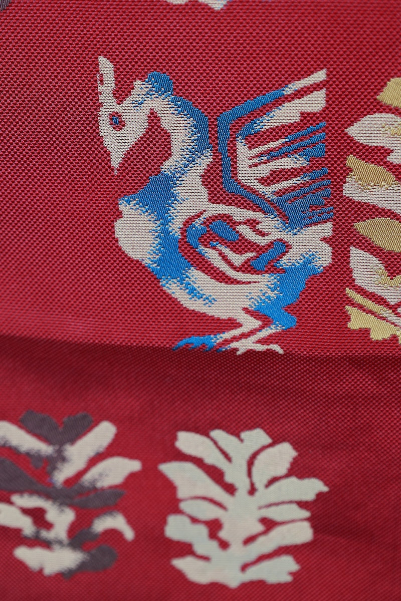 Nagoya-obi sash belt red pre-owned /P35