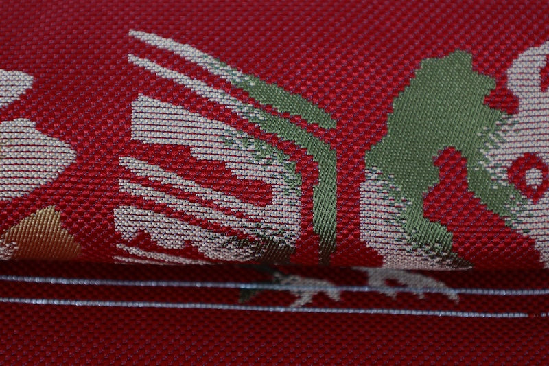 Nagoya-obi sash belt red pre-owned /P35