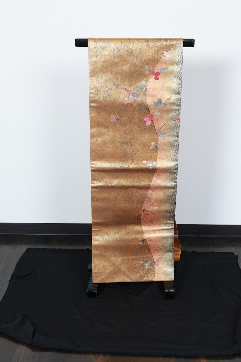 Nagoya-obi sash belt gold silver pre-owned /P33