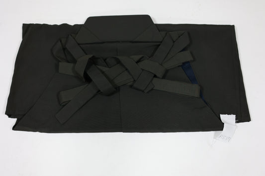 Men's Hakama used (traditional Japanese trousers), moss green (shades and shades), striped, for horseback riding, B1518