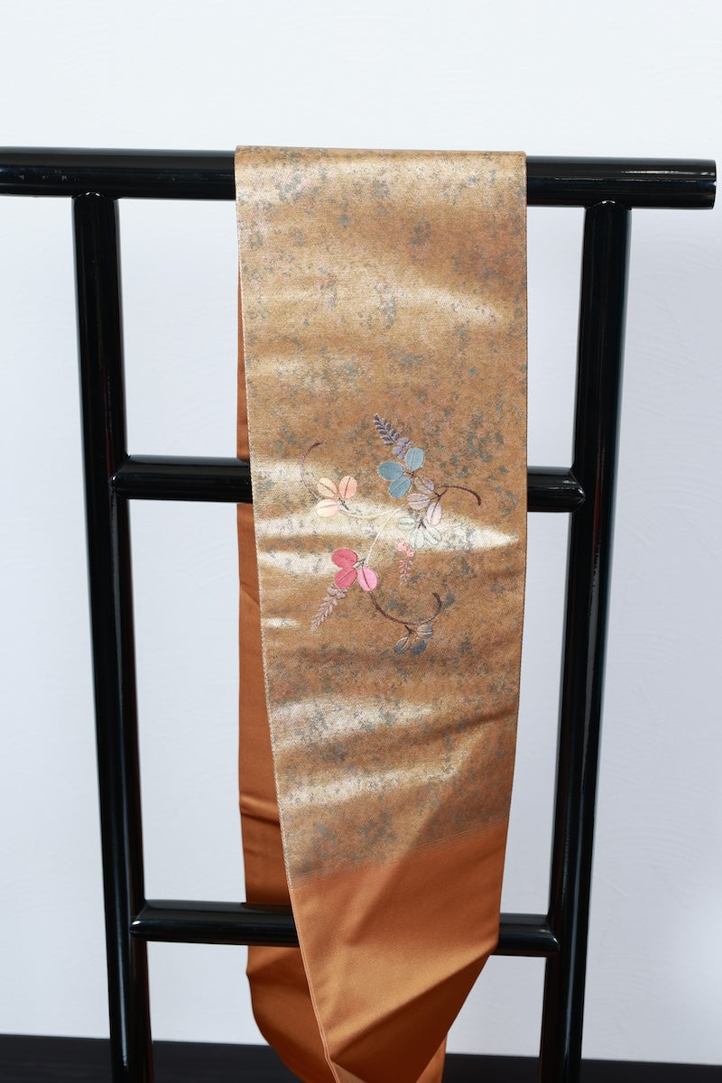 Nagoya-obi sash belt gold silver pre-owned /P33