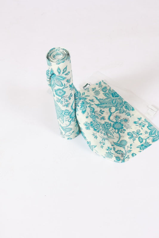 New yukata fabric roll, white and blue, bird and floral pattern, hand-dyed, Toray Ceo Alpha, AS9