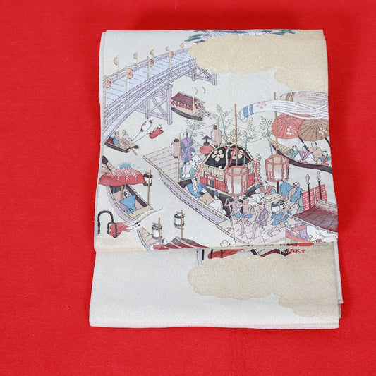 Japanese kimono used sash belt (hukuro-obi) 100% silk  /  T294