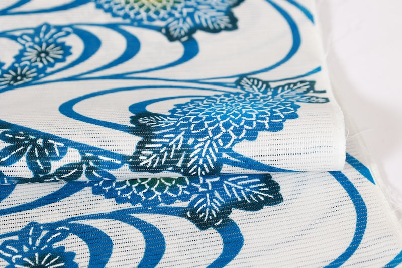 New Yukata, Real dyed, Flower, Running water, Cottonro, AS6