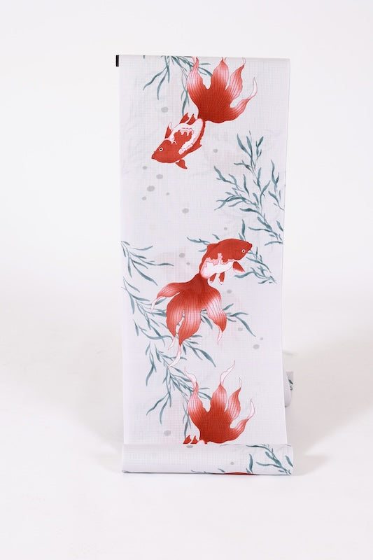 New Yukata Fabric Roll - Goldfish Pattern - Hand-dyed - Cotton Koubai - AS5