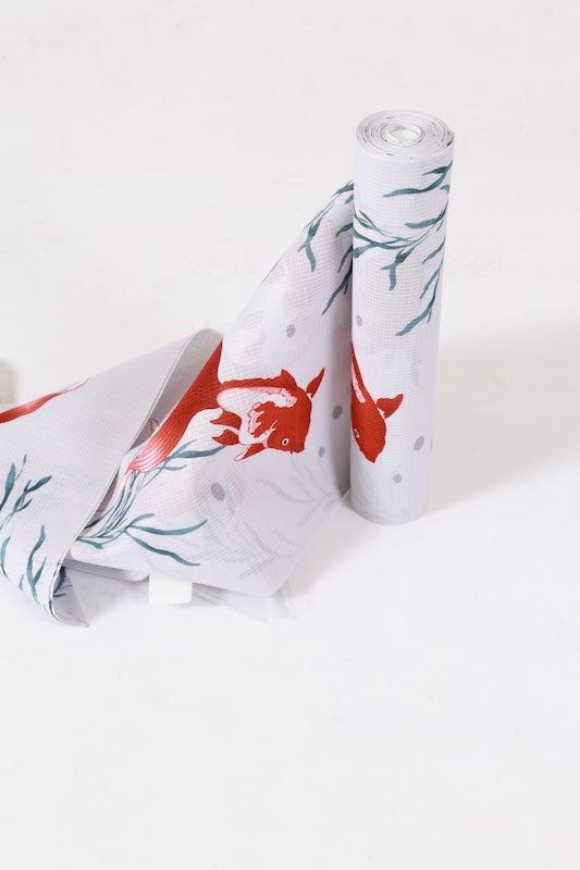 New Yukata Fabric Roll - Goldfish Pattern - Hand-dyed - Cotton Koubai - AS5