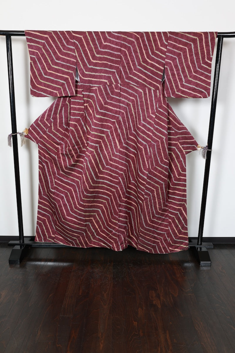 Komon purple green Geometric patterns pre-owned /AZ87