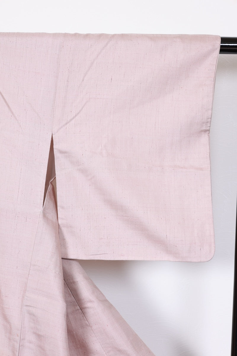 Tsumugi kimono Pale azuki-bean color, piece-dyed pre-owned /AZ83