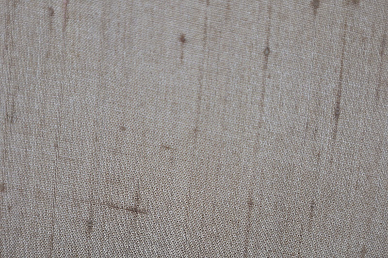 Iromuzi-kimono Hand-woven raw tsumugi ochre-colored pre-owned /AZ86