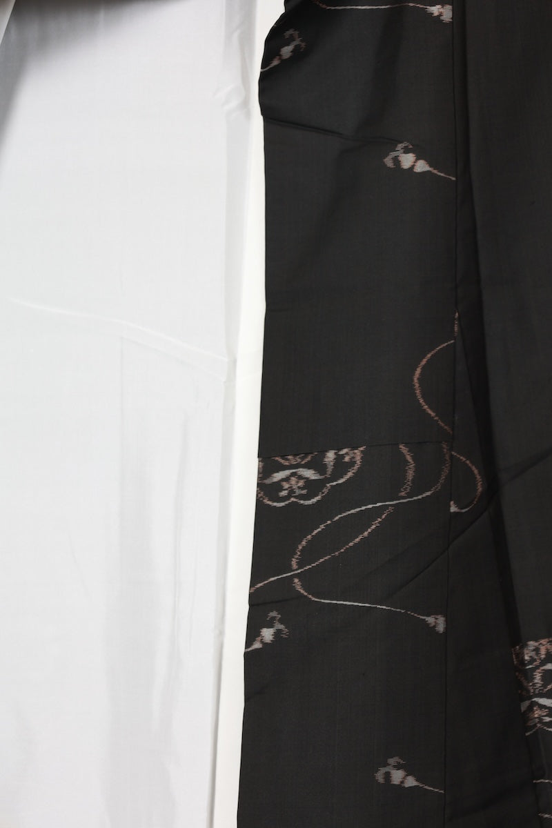 Tsumugi kimono black gray brown pre-owned /AZ80