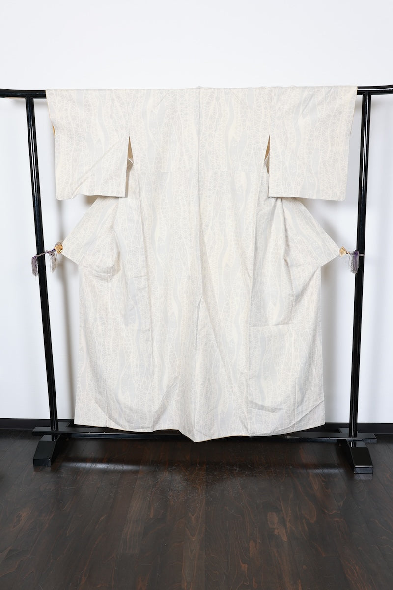 Tsumugi kimono white indigo Hand-woven pre-owned /AZ78