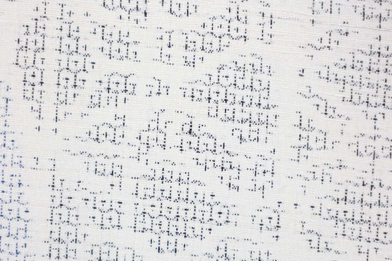 Tsumugi kimono white indigo Hand-woven pre-owned /AZ78