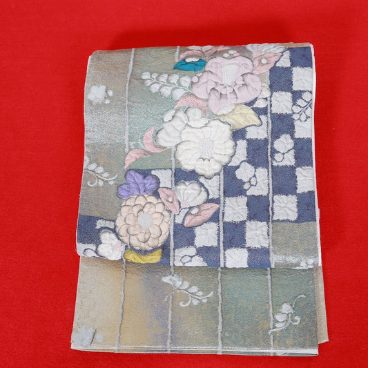 Japanese kimono used sash belt (hukuro-obi) 100% silk  /  T299