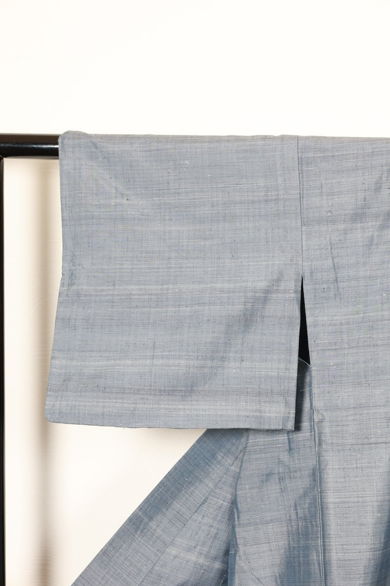 tsumugi kimono indigo gray Hand-woven pre-owned /AZ105
