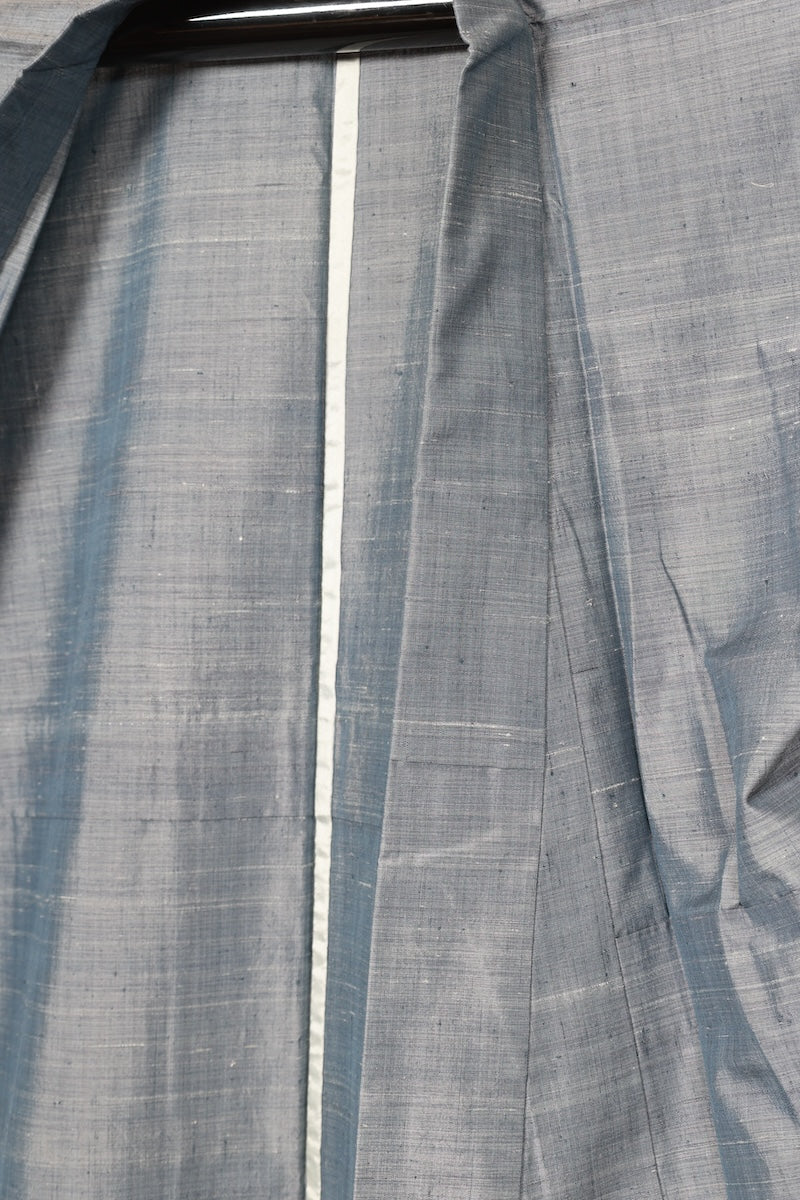tsumugi kimono indigo gray Hand-woven pre-owned /AZ105