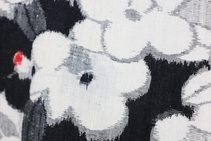 Tsumugi kimono white black Hand-woven pre-owned /AZ101