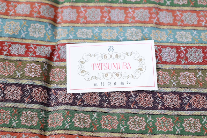 Tatsumura Table Center, Brand New, Tang Flower Twin Birds Long Variegated Brocade, Warp Brocade, B22000