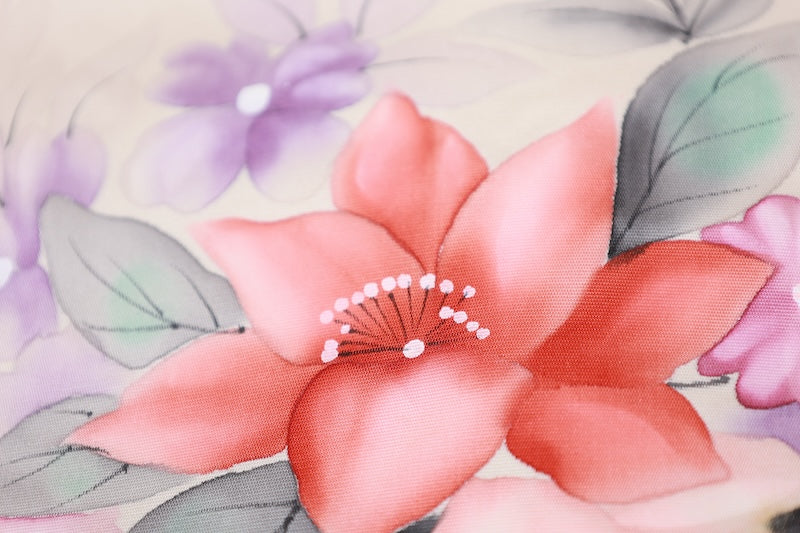 Nagoya-obi sash belt off-white Hand-drawn flower pre-owned /AZ98
