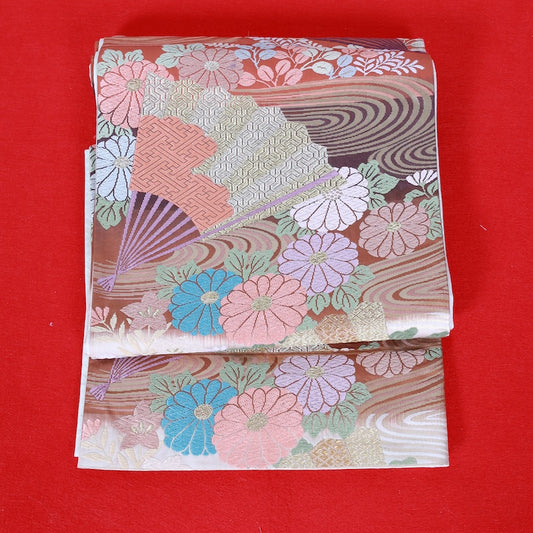 Japanese kimono used sash belt (hukuro-obi) 100% silk  /  T338