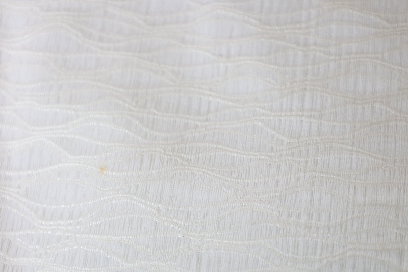 Nagoya obi used(sash) - White, gray, brown, green - wave weave - handwoven - B1542