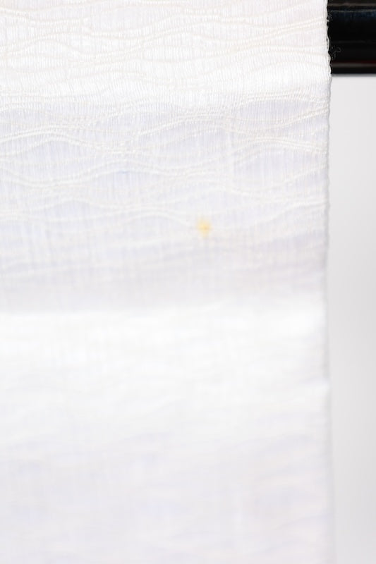 Nagoya obi used(sash) - White, gray, brown, green - wave weave - handwoven - B1542