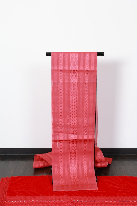Nagoya obi used(sash), Hakata weave, sheer fabric, Kenjo pattern, plum blossom color, B1538