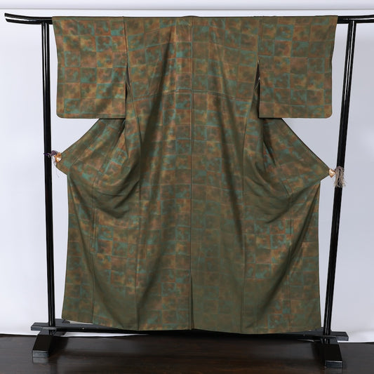 Japanese kimono used <komon> M-size  silk 100% /B720