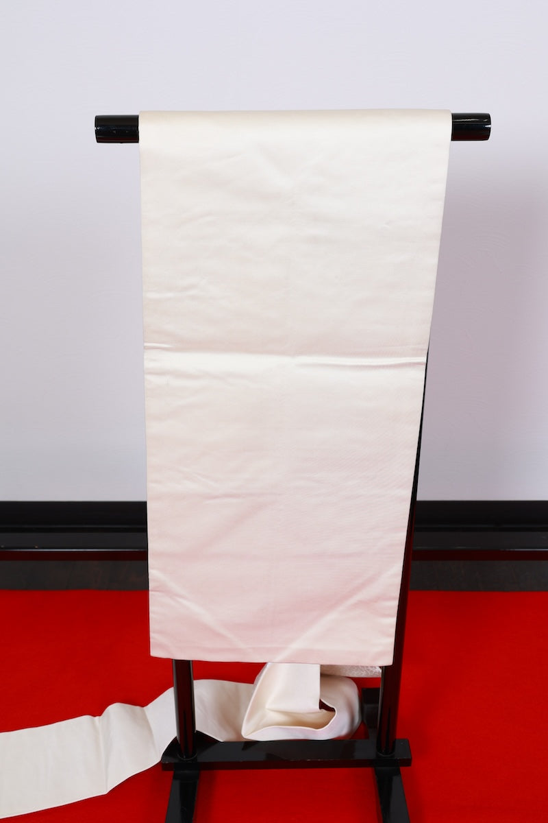 Nagoya-obi sash belt white silver pre-owned /AZ92