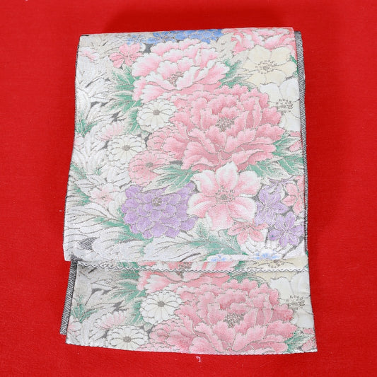 Japanese kimono used sash belt (obi) 100% silk  /  T334