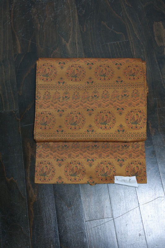 Nagoya-obi sash belt mustard yellow green pre-owned /AZ96