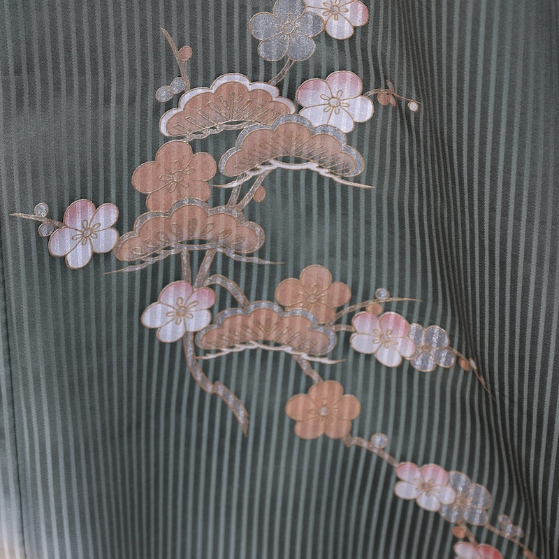 Japanese kimono used <houmongi> M-size  silk 100% /B719