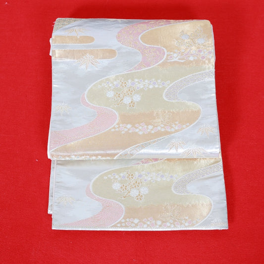 Japanese kimono used sash belt (hukuro-obi) 100% silk  /  T328